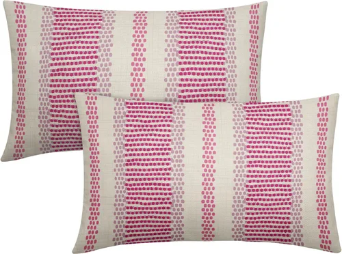 Vista 39 de Juego de 2 fundas de almohada negras y azules con rayas de puntos grises, decorativas para exteriores, estilo boho rústico, para sofá, cama, cojín