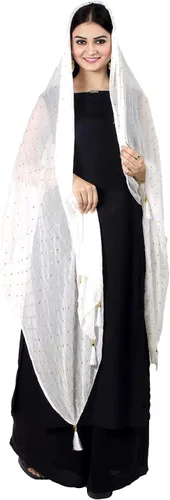 Vista 10 de Chandrakala Chal Dupatta de gasa para mujer, chal envolvente Chunni, beige (D191-P)