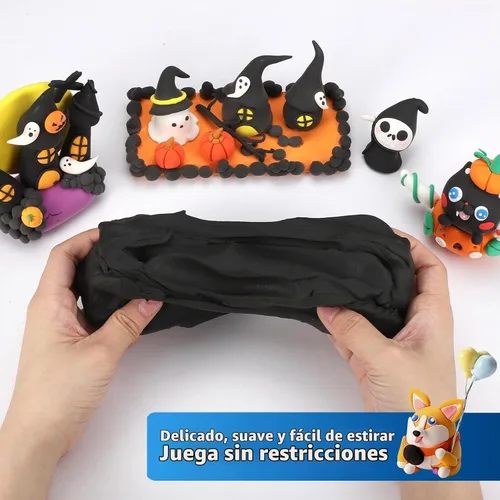 Vista 2 de iFergoo Arcilla Seca al Aire Negra, Arcilla para Modelar Creativa DIY para Niños, Arcilla Mágica Super Ligera para Niños de 3 a 12 años, Arcilla