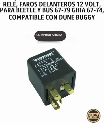 Vista 4 de Relé, Faros delanteros 12 voltios, para Beetle & Bus 67-79 Ghia 67-74, compatible con Dune Buggy
