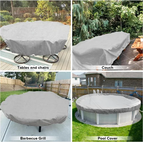 Vista 24 de Fundas para muebles de patio, impermeables, resistentes a los rayos UV, resistentes a los rayos UV, para exteriores, mesa redonda y rectangular