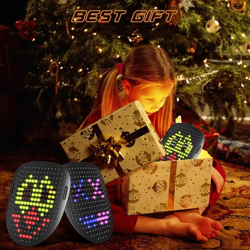 Vista 6 de Máscara LED con aplicación programable Bluetooth para regalo de cumpleaños, máscara transformadora de cara iluminada LED, máscara Boywithuke