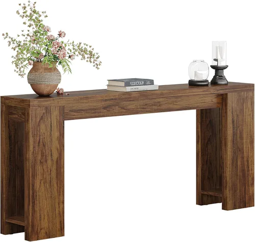 Vista 8 de Tribesigns Mesa Consola Extra Larga de 70.9 Pulgadas, Mesa de Sofá de Madera Estilo Granja Detrás del Sofá, Mesa Auxiliar Estrecha de Entrada