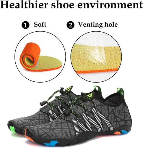 Vista 5 de Zapatos de agua para hombre y mujer, zapatos acuáticos descalzos, de secado rápido, para playa, natación, buceo, kayak, surf, deportes acuáticos