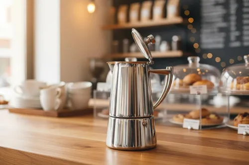Vista 12 de Cuisinox Roma - Olla de espresso Moka de acero inoxidable para estufa de 4 tazas