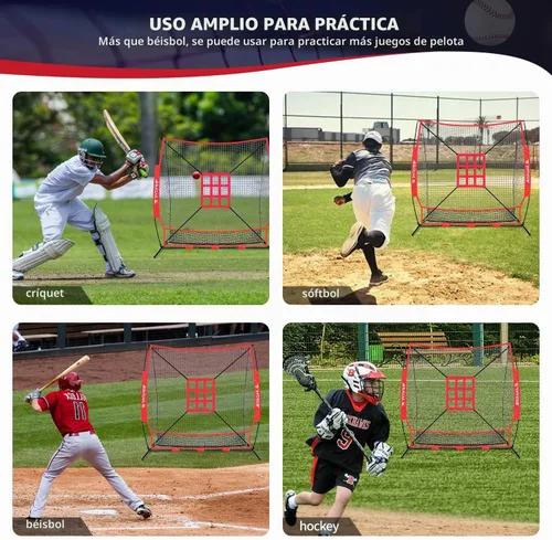 Vista 6 de BAGAIL 7x7 ft Baseball Softball Practice Net Rojo / boca completa