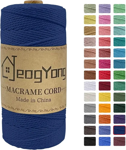 Vista 20 de JeogYong Cuerda de macramé de 0.078 pulgadas x 218 yardas, cuerda de algodón natural torcida de 3 hebras, cuerda de algodón de color para colgar