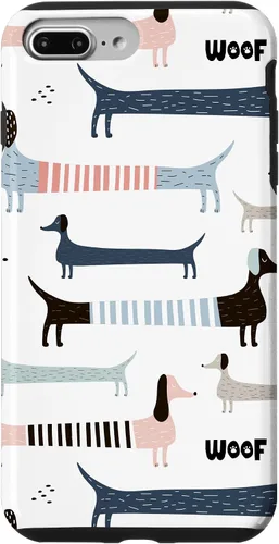Vista 12 de Dachshund Weenie Weiner Dog - Carcasa para iPhone 17, diseño azul, rosa y blanco