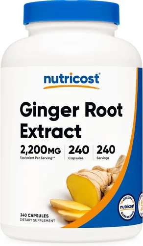 Vista 6 de Nutricost Extracto de raíz de jengibre 550 mg, 240 cápsulas (2 botellas)