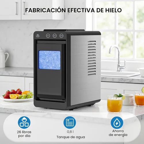 Vista 7 de COWSAR Encimera para hacer hielo, máquina de hielo portátil con autolimpieza, 26 libras/24 horas, 8 balas de hielo en 6 minutos con 2 tamaños