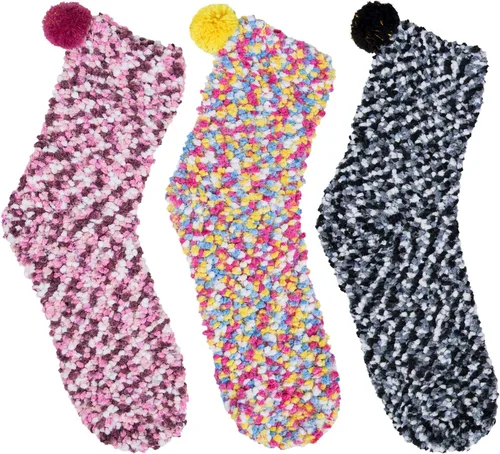 Vista 2 de YSense 2-3 Pairs Womens Fuzzy Socks Warm Winter Cozy Fluffy Socks Cute Animal Slipper Socks