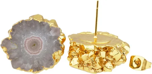 Vista 3 de SUNYIK Aretes de ágata natural de cuarzo para mujer, Ágata