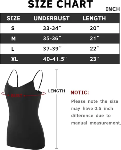 Vista 5 de ROSYLINE - Camisetas sin mangas ajustables básica para mujer tirantes de espagueti Cami paquete de 4