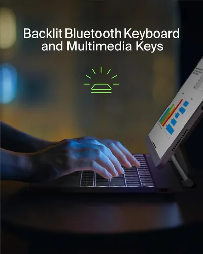 Vista 5 de Funda de teclado Belkin Pro con soporte magnético, teclado Bluetooth retroiluminado, controles multi-gestuales, compatibilidad de almacenamiento