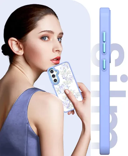 Vista 7 de Carcasa para Samsung Galaxy A54, diseño de flores transparentes Girl Women Slim Soft TPU+Hard PC Military Grade Protective Phone Cover With Screen