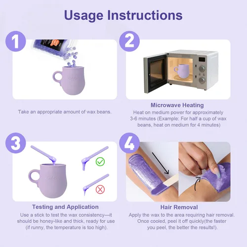 Vista 7 de Kit de cera facial, kit de depilación para microondas para mujeres