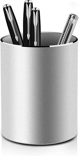 Vista 8 de Vaydeer Portalápices de Metal de Aluminio para Escritorio, Organizador de Escritorio Redondo y Portalápices Negro para Oficina, Escuela, Hogar