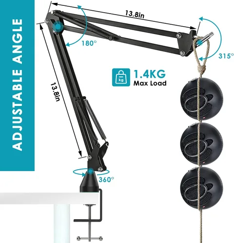Vista 3 de YOUSHARES Soporte de micrófono con cubierta de espuma, soporte de brazo de brazo de micrófono, filtro pop compatible con micrófono de bola de nieve