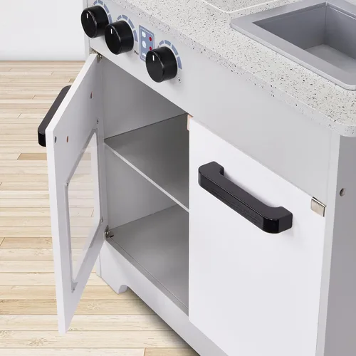 Vista 7 de Lil' Jumbl Estación de Juego de Cocina de Simulación para Niños, Juguete de Cocina de Madera, Configuración Realista, Incluye Olla y Sartén, 4