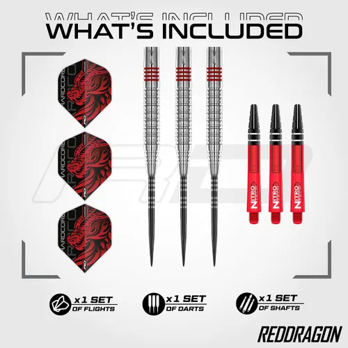 Vista 2 de RED DRAGON Jonny Clayton Original 2.0 - Juego de dardos de tungsteno premium con vuelos y tallos