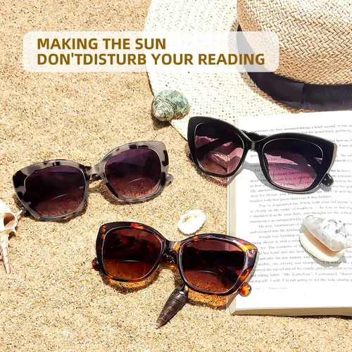 Vista 2 de LADEESSE 3 Pack Bifocal Sunglasses For Women Stylish Reading Sun glasses for Women
