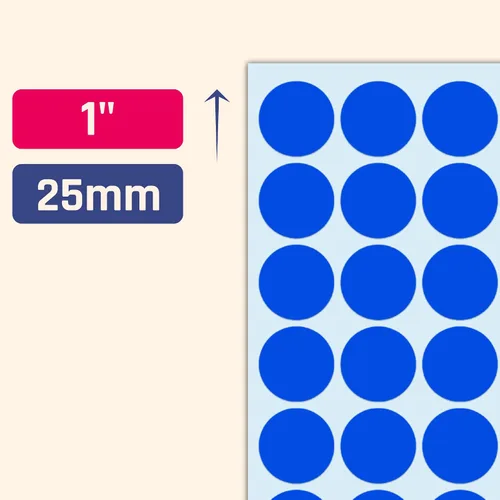 Vista 2 de 1000 unidades, 1 pulgada – calcomanías de punto azul, etiquetas adhesivas de puntos circulares redondos