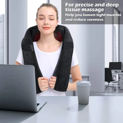 Vista 9 de Masajeador Shiatsu de Cuello y Hombros con Calor – Almohada de Masaje de Amasamiento de Tejido Profundo Eléctrico para Alivio del Dolor y Relajación