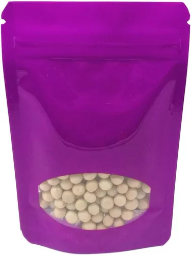 Vista 14 de 100 bolsas de Mylar de pie, bolsa de plástico para ventana para almacenamiento de alimentos, bloqueo de aluminio, bolsa de papel de aluminio