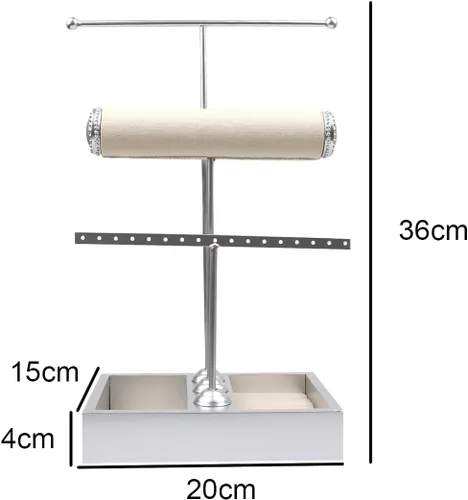 Vista 2 de Jwinkumy Jewelry Holder Organzier Stand, Detachable Necklace Holder with 3 Tiers Jewelry Box Display for Rings Bangles Earrings Watch and Bracelets