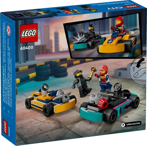 Vista 6 de LEGO City Go-Karts y Pilotos de Carreras Set de Juguetes, 2 Minifiguras de Piloto, Juguetes de Vehículos de Carreras, Divertido Regalo de Juguete