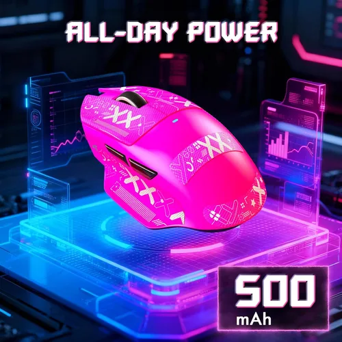 Vista 7 de ATTACK SHARK V6 - Mouse inalámbrico para juegos de 2.29 oz con base de carga magnética RGB, BT/2.4G inalámbrico/con cable, sondeo 1K, sensor PixArt