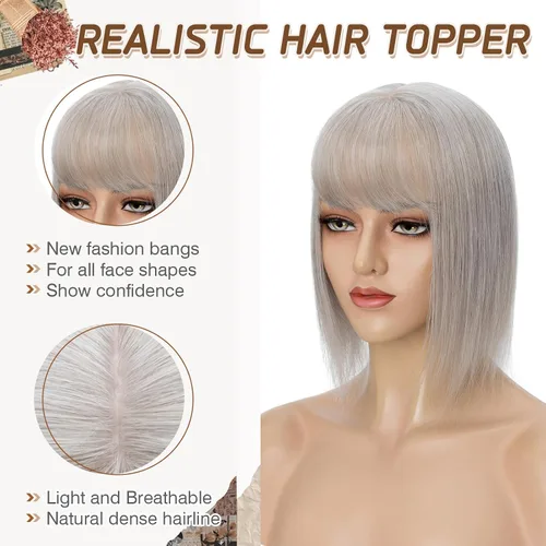 Vista 112 de Rich Choices Pelucas con topper de cabello para mujeres, cabello humano real 100% Remy, sin flequillo, para mujeres con adelgazamiento en la parte