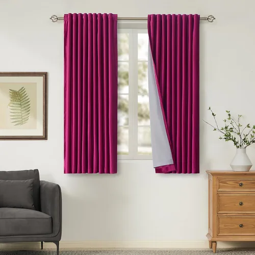 Vista 40 de Cortinas opacas de terciopelo de felpa negras de 63 pulgadas de largo para dormitorio, juego de 2 paneles de forro con bolsillo para barra, pestaña