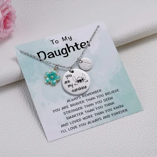 Vista 3 de MIXJOY Collar y tarjeta de felicitación con texto en inglés "You are My Sunshine", regalo de Navidad para niñas pequeñas, sobrina, hija, nieta