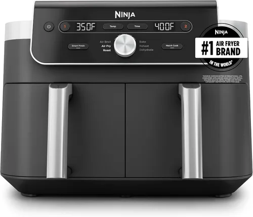 Vista 10 de Ninja DZ201 Foodi - Freidora de aire de 8 cuartos (8 qt) 6 en 1 con tecnología DualZone, 2 cestas con 2 canastas de freír independientes, Match Cook