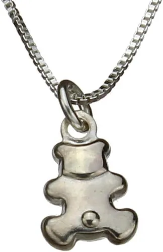 Vista 3 de Sterling Silver Tiny Teddy Bear Charm Box Chain Nickel Free Necklace Italy