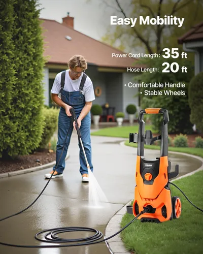 Vista 3 de VEVOR Lavadora a presión eléctrica, máximo 4200 PSI 2.8 GPM, limpiador de alta potencia con cañón de espuma y 4 boquillas para calzadas