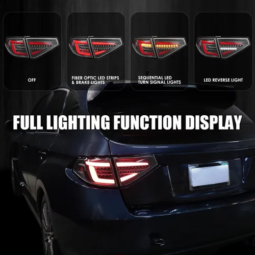 Vista 2 de SPEC-D TUNING - Luces traseras secuenciales negras con barra LED roja compatible con Subaru Impreza WRX 2008-2014, conjunto de par izquierdo