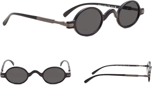 Vista 2 de 5-pack Mini Oval Round Reading Glasses with Spring Temple Sunshine Readers Paquete de 5 Greylens