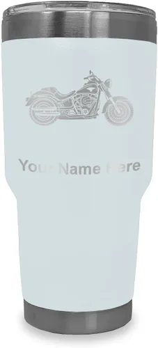 Vista 8 de LaserGram Vaso personalizado de 20 onzas, motocicleta (negro) Regalo grabado para motociclistas, acero inoxidable aislado al vacío, grabado