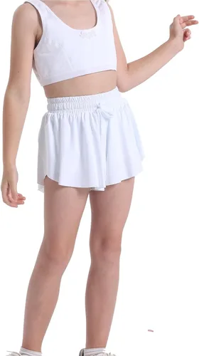 Vista 3 de Paquete de 3 faldas cortas con vuelo de mariposa para niñas, tenis y animadoras, atléticas, para correr, para adolescentes y niñas