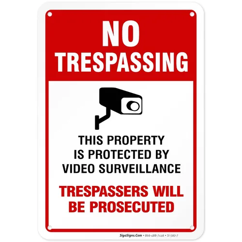 Vista 13 de Señal de videovigilancia No Trespassing, cámara de seguridad CCTV, 24 x 30 pulgadas, 3M EGP reflectante aluminio .080, resistente a la decoloración