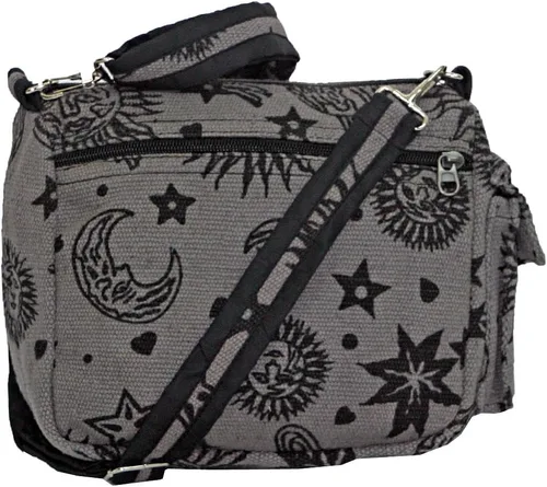 Vista 4 de Sun Moon Stars and Planets Celestial Hippie Boho Crossbody Bolsa de hombro individual