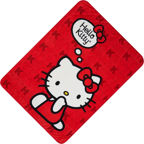 Vista 4 de Sanrio - Manta de felpa suave con texto en inglés «Hello Kitty», de 46 x 60 pulgadas, para cama y sofá