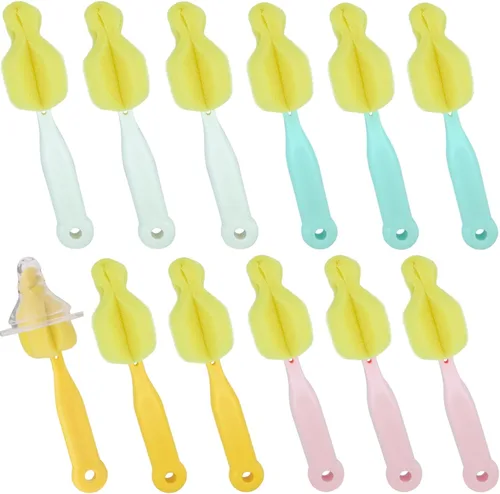 Vista 9 de INVODA Juego de 4 cepillos para biberones, cepillo limpiador de biberones, cepillo de limpieza de biberones, cepillo para pezones (4 piezas)