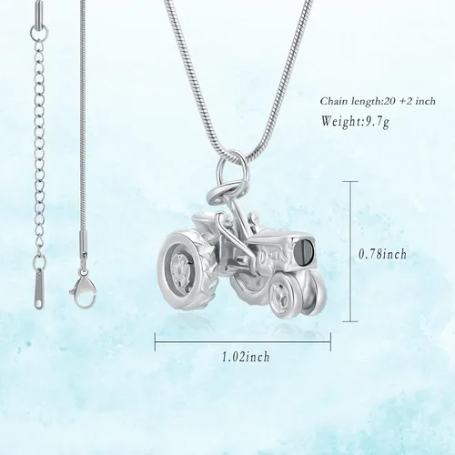 Vista 33 de Imrsanl Joyería de cremación para cenizas, motocicleta, automóvil pequeño, collar de urna de tractor para cenizas para hombres, recuerdo