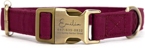 Vista 11 de Collar de perro personalizado con nombre y número de teléfono grabado, collar ajustable personalizado para cachorros, collar de algodón orgánico