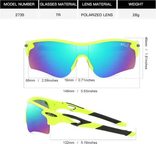 Vista 2 de Bevi Gafas de sol deportivas polarizadas para hombres y mujeres béisbol correr ciclismo golf tr90 marco duradero y ultraligero
