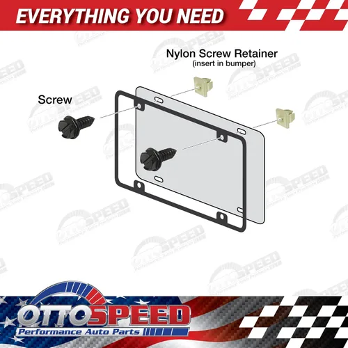 Vista 4 de Kit de tornillos para placa de matrícula - Negro, sujetadores de estilo OEM con retenedores de tornillo de nailon para montar placas de matrícula