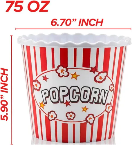 Vista 8 de Caja de plástico reutilizable de estilo moderno, recipientes para palomitas de maíz, cuencos para palomitas de maíz, juego para noche de cine